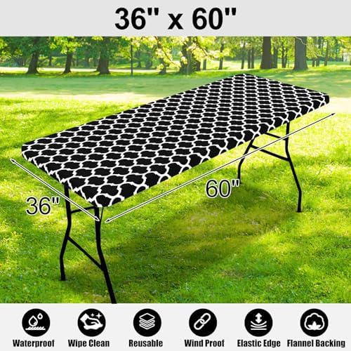 Smiry Rectangle Picnic Table Cover 36x60 Inches Black