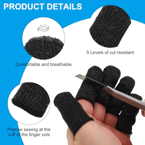 PATIKIL Cut Resistant Finger Cots 24x1 Inch 20 Pcs Reusable Black