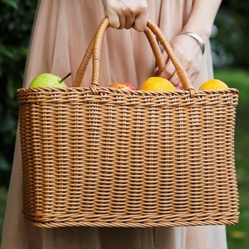MAGICLULU 1Pc Large Oval Woven Straw Picnic Basket