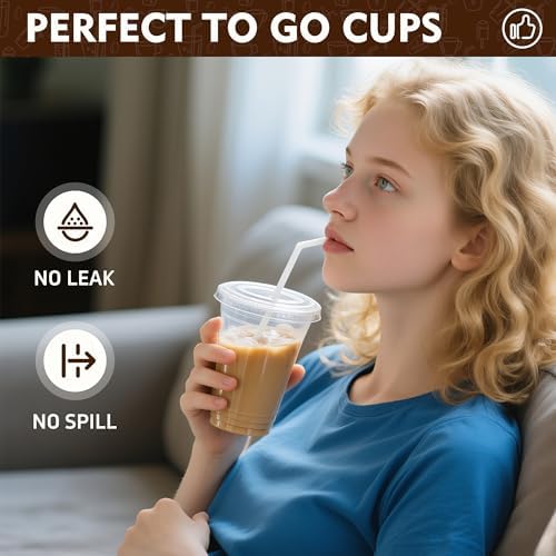 YEEHAW 16 oz 100 Pack Iced Coffee Cups with Lids