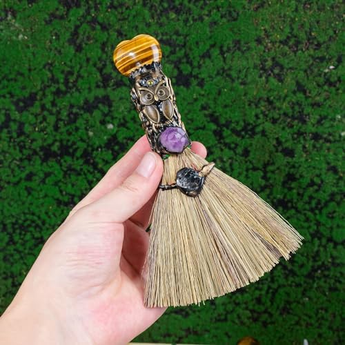 Tigers Eye Magic Broom - Natural Healing Crystal Home Decor