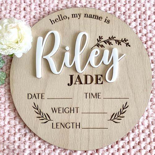 Custom Baby Name Sign with 3D Wood Plaque