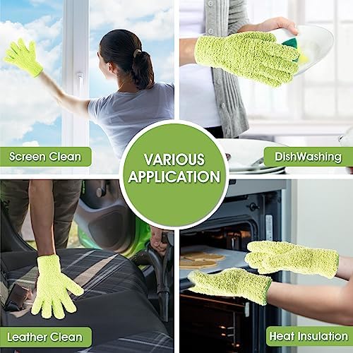 Sibba 2pcs Microfiber Dusting Mitt Gloves for Cleaning