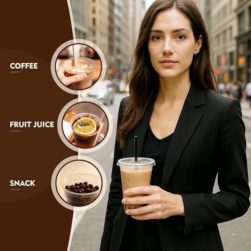 YEEHAW 16 oz 100 Pack Iced Coffee Cups with Lids