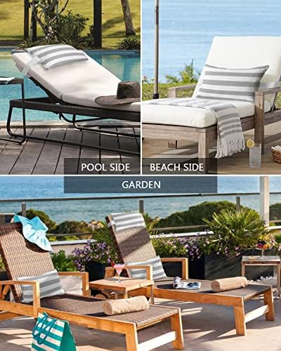 Grey Striped Waterproof Outdoor Pillows with Insert