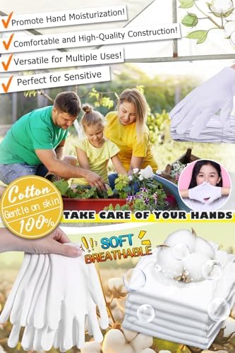 24 Pcs White Cotton Gloves for Dry Hands and Eczema