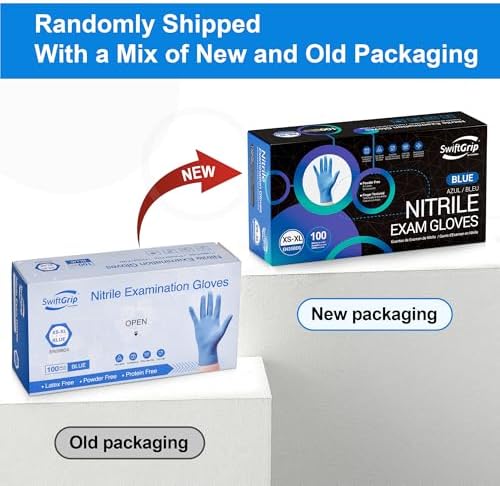 SwiftGrip Disposable Nitrile Exam Gloves Blue 100 Ct