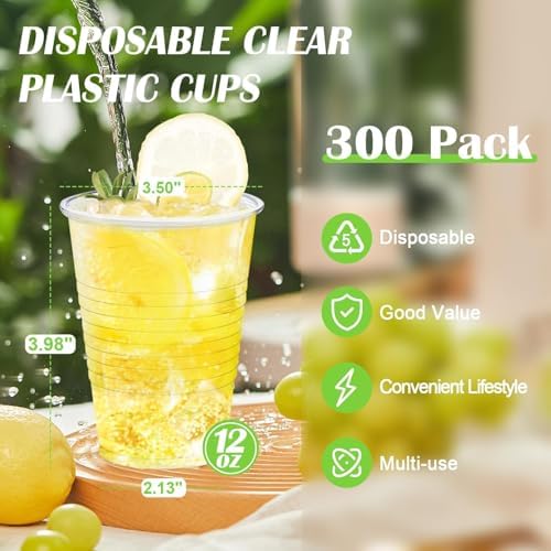 Lamosi 300 Pack 12 Oz Clear Plastic Cups