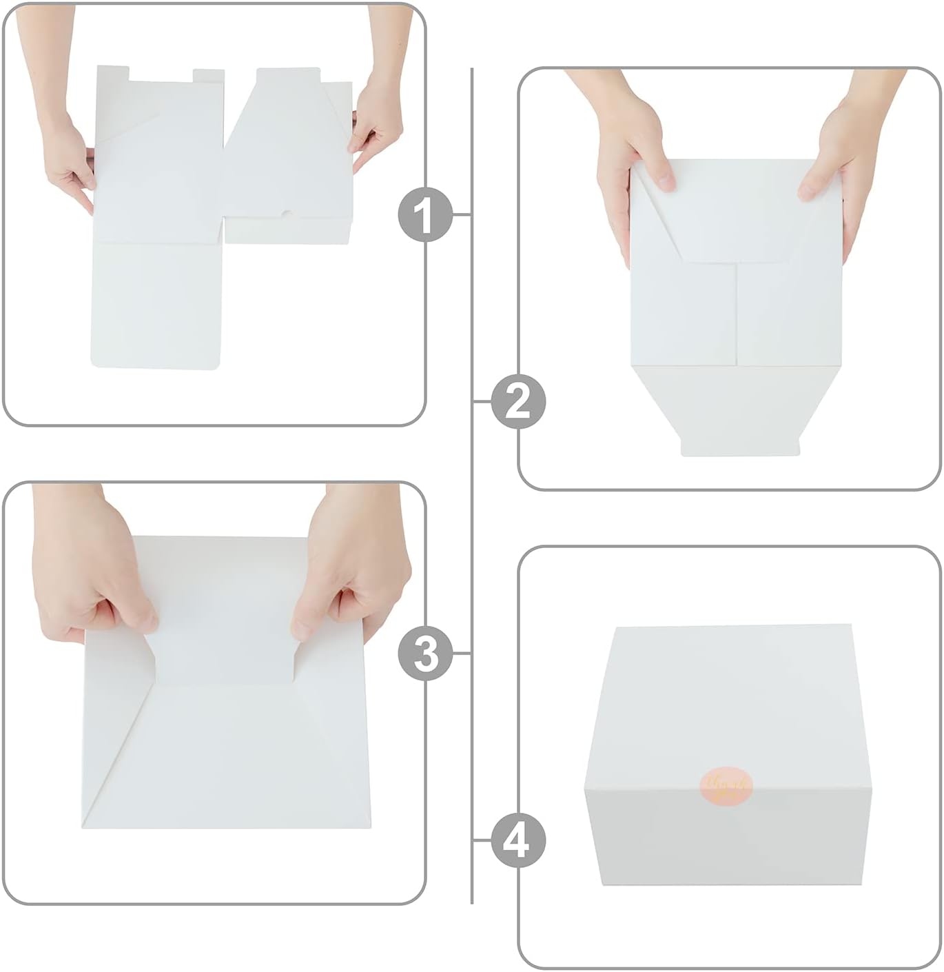 Yuefanbox White Gift Boxes with Lids 12 Pack 8x8x4 Inch Set