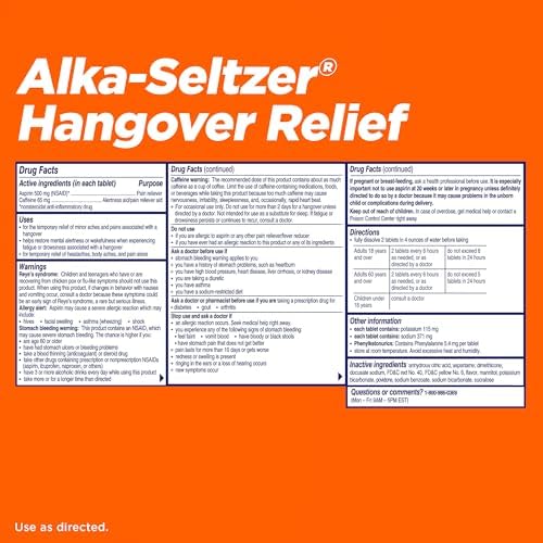 Alka-Seltzer Hangover Relief Tablets 60 Count