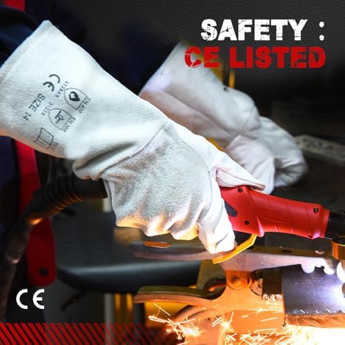 Heat Resistant Goatskin Welding Gloves for BBQ Oven Grill Fireplace Tig Mig