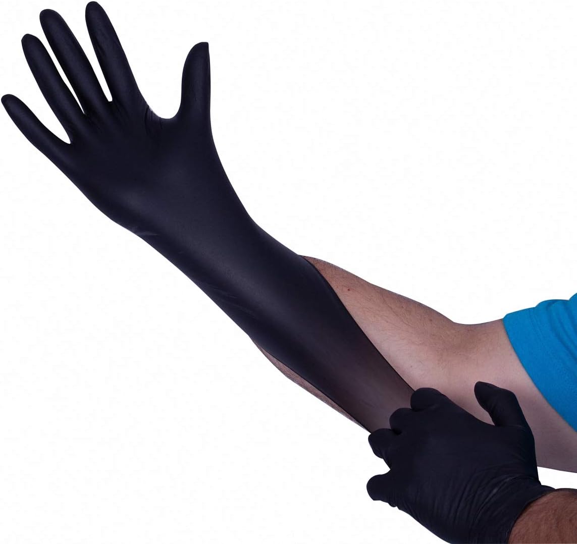 Premium Guard Nitrile Gloves 6 Mil Black 100 Per Box