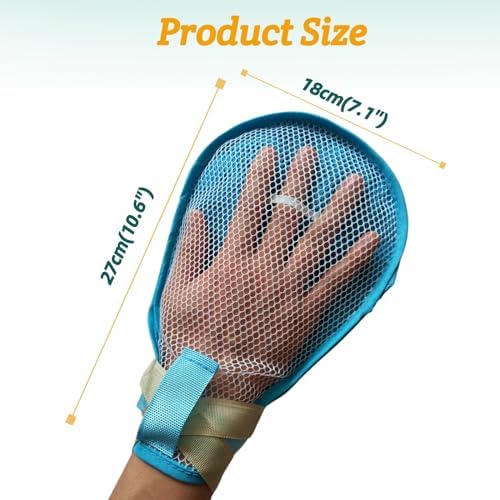 Dementia Hand Restraint Gloves - 2 Pcs Breathable Mesh Mitts for Elderly