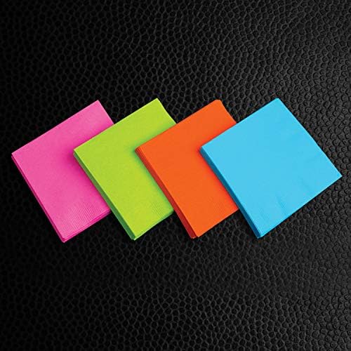 Party Essentials 2-Ply Disposable Four Fold Neon Napkins 13x13 96 Count