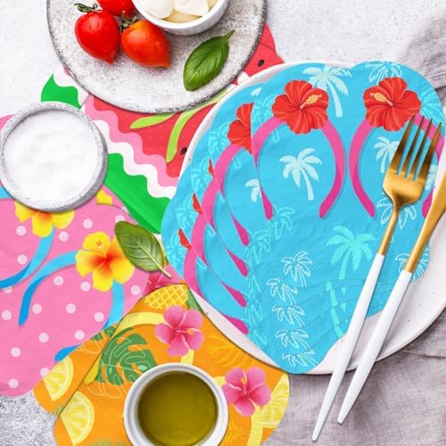 50Pcs Hawaiian Luau Napkins with Flip-Flops Design