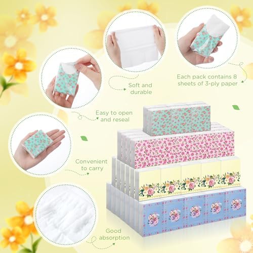 Faccito 50 Pcs Tea Party Floral Tissues 3 Ply