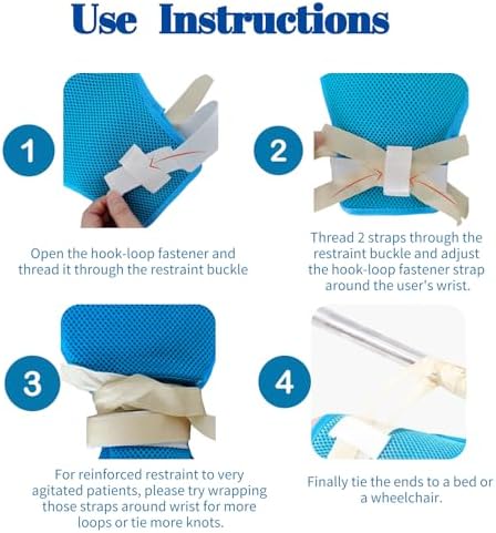 Dementia Restraint Gloves 2 Pack Safe Anti-Scratch Mitts for Elderly Care
