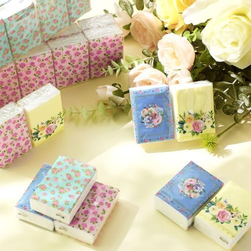 Faccito 50 Pcs Tea Party Floral Tissues 3 Ply
