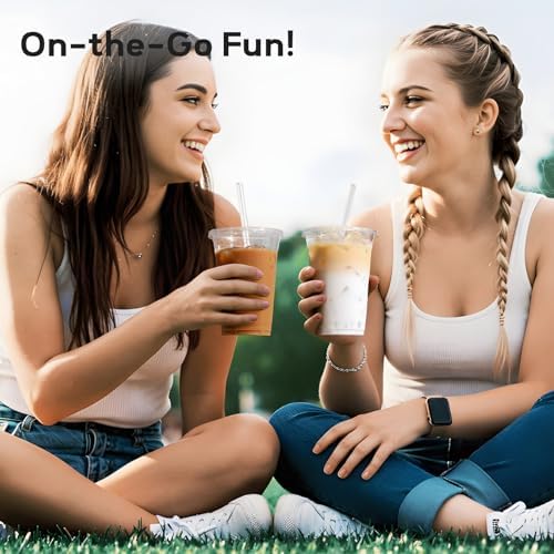 AOZITA 100 Pack 16 oz Clear Plastic Cups with Lids and Straws