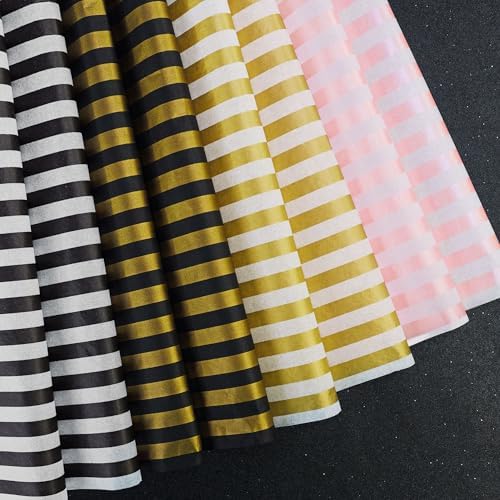 MR FIVE 60 Sheet Black Stripe Tissue Paper 14x20