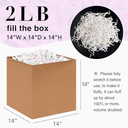 2LB Iridescent Crinkle Paper Shred for Gift Boxes and Baskets