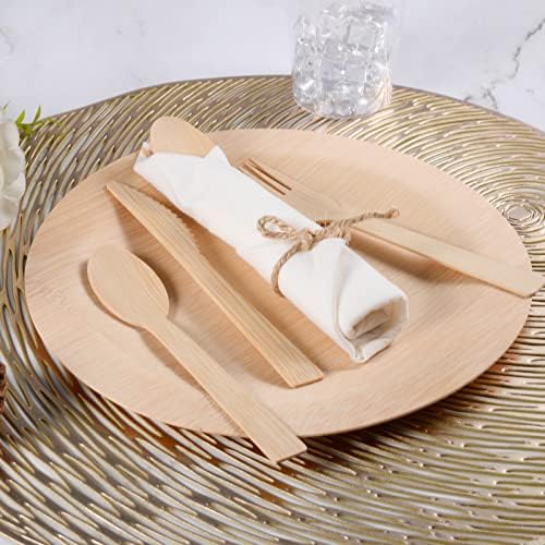 Pre Rolled Napkin and Bamboo Cutlery Set 50Pack