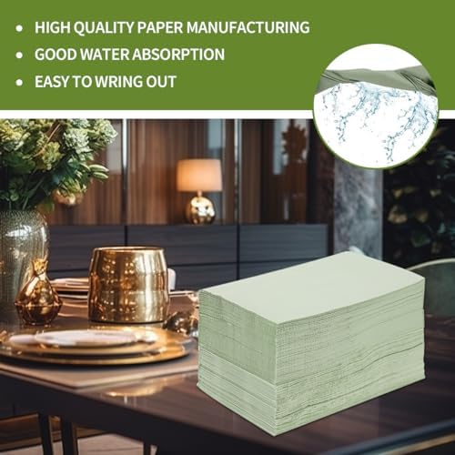 100PCS Sage Green Disposable Napkins and Hand Towels