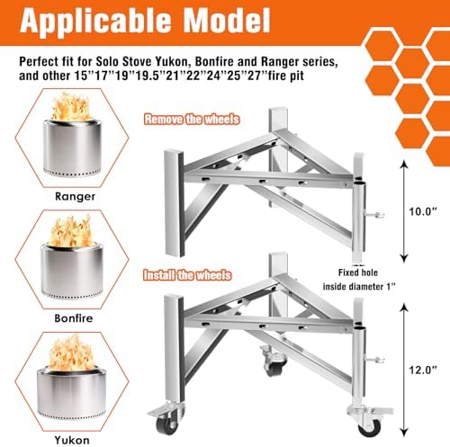 Universal Firepit Stand for 15-27 Firepits Stainless Steel