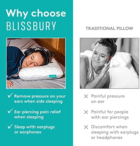 BLISSBURY Ear Pillow with Hole for Ear Piercing Comfort