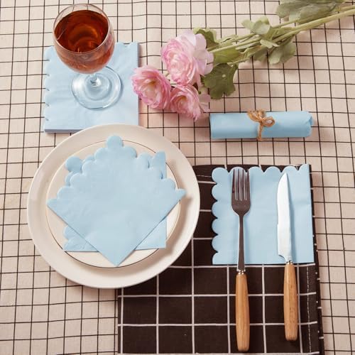 200 Pack Light Blue Cocktail Napkins 5x5