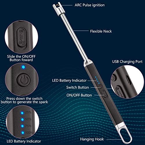 Meiruby Electric Candle Lighter USB Rechargeable Windproof Flameless Lighter for Birthday Gifts
