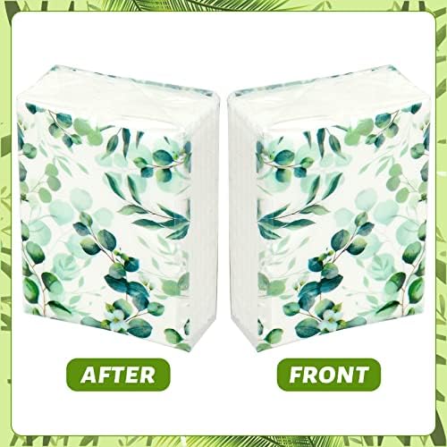 Geyee 100 Pcs Travel Tissue Packs 3 Ply Eucalyptus Leaves Design