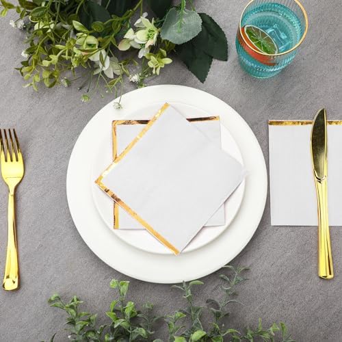 Fulmoon 100 Pack 2 Ply Gold Foil Edge Napkins