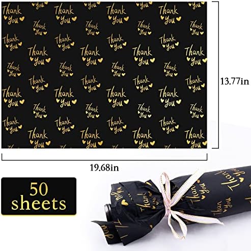 MR FIVE 50 Sheets Gold Thank You Tissue Paper Bulk
