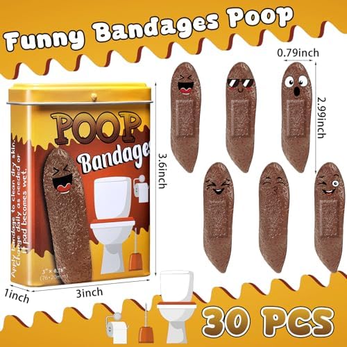 Nuanchu 30pcs Funny Poop Bandages Waterproof Humor First Aid Gifts