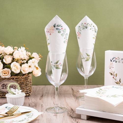 WRAPAHOLIC 50Pcs Floral Heart Napkins 65x65 In