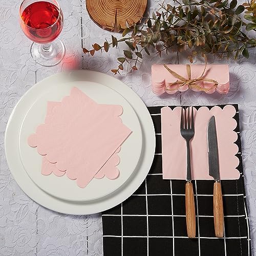 100 Pack 2-Ply Scalloped Napkins for Parties