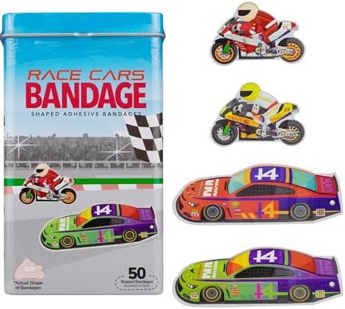 BioSwiss Adhesive Bandages Race Car Shaped 50 Count