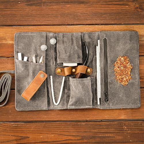 Whitlucks Waxed Canvas Pipe Pouch with Leather Stand 1
