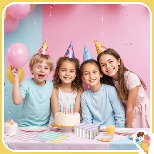 120 Pcs Striped Pastel Napkins 5x5 Inch Scalloped
