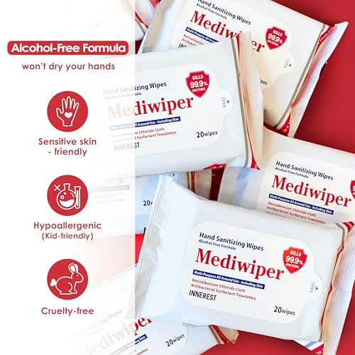 Innerest Mediwiper Alcohol-Free Sanitizing Wipes 20 Count
