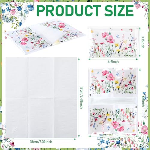 50 Pack Wildflower Pocket Tissues Floral Design 3 Ply