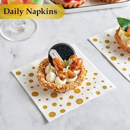 Vplus 200 Pack Gold Cocktail Napkins 3 Ply
