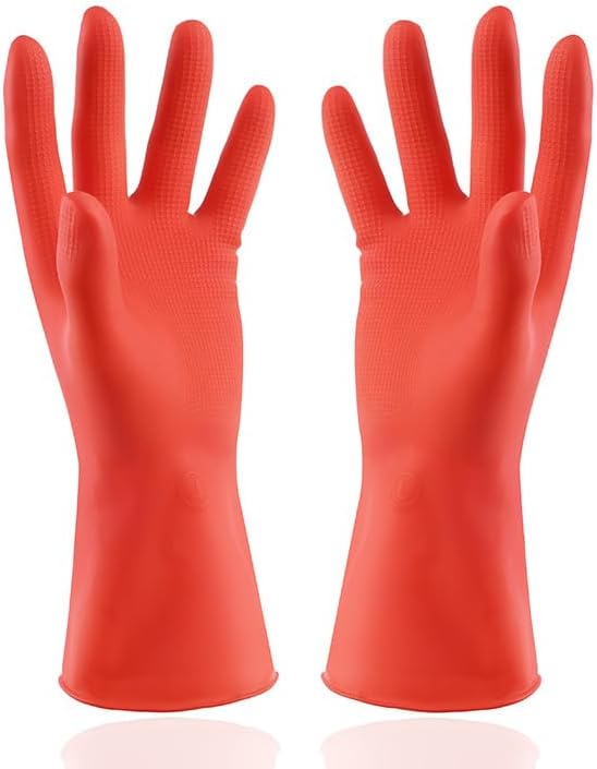 Thickened Acid and Alkali Resistant Rubber Gloves Medium Red