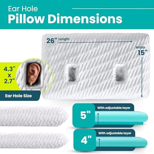 BLISSBURY Ear Pillow with Hole for Ear Piercing Comfort