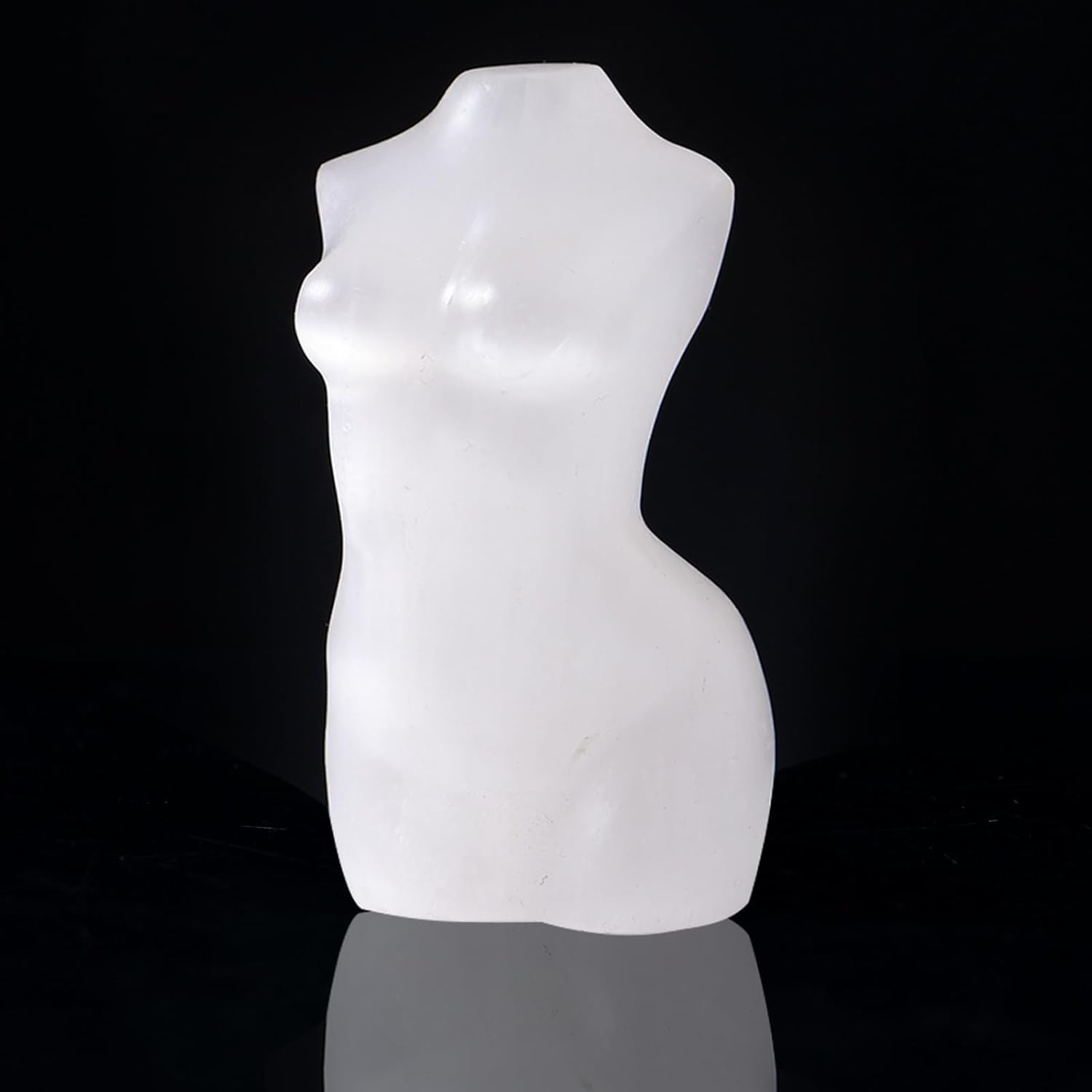 Runyangshi 1PCS Natural Selenite Female Model Healing Crystal Statue