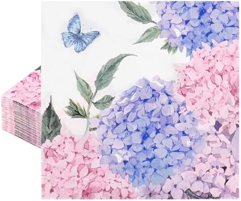 100Pcs Hydrangea Floral Paper Napkins for Spring Summer Parties