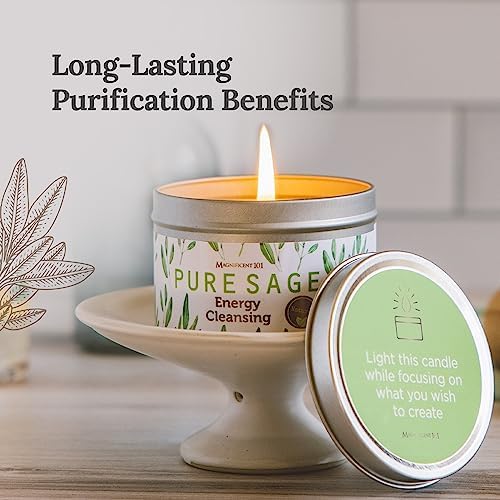 Magnificent 101 Pure White Sage Candle 6 Oz 35 Hour Burn Time