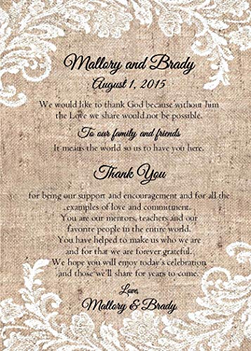 Personalized Wedding Fans Set of 10 Rustic Burlap and Lace