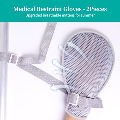 Medical Restraint Gloves - 2Pcs Washable for Seniors